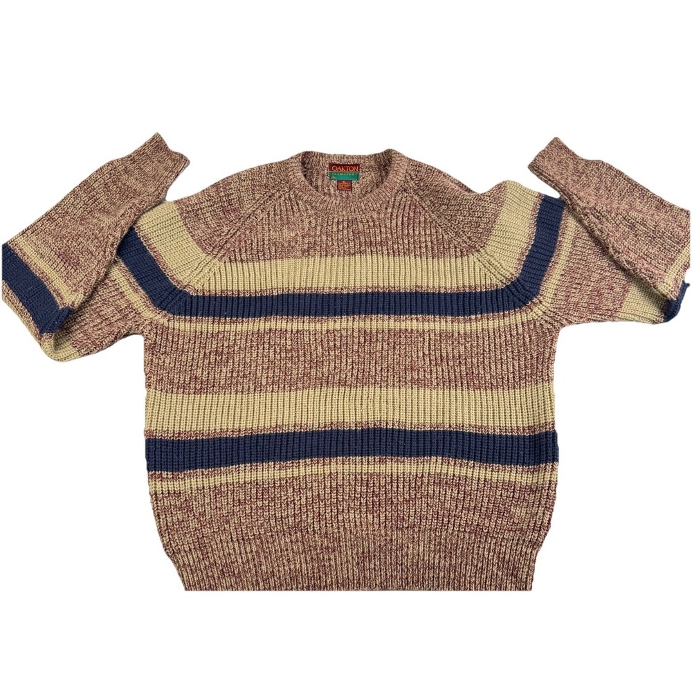 Vintage 90s Oakton Limited Striped Knit Sweater XL‎ Chunky Grandpa Core